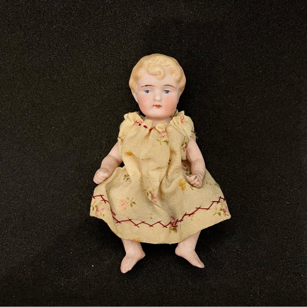 Vintage Porcelain Doll in Yellow Dress